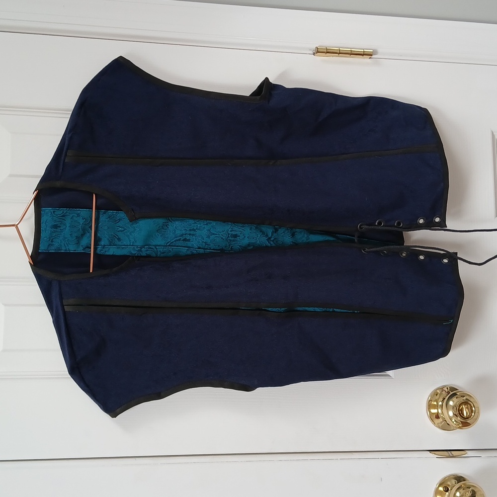 Handmade vest suede texture with green insert